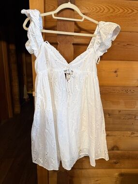 For Love & Lemons White Eyelet Babydoll Dress